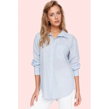 Kadın Boyfriend Geniş Kalıp Pamuklu Gömlek Günlük Casual Stil Hafta Sonu Dayanıklı Malzeme