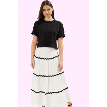Kadın Bürümcük Örme Maxi Etek Biyeli Detay Günlük Ve Şık Hafta Sonu Yaz Aylarının Vazgeçilmezi