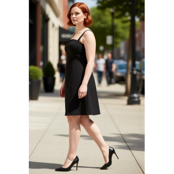 Kadın Büyük Beden A Line Mini Kolsuz Dokuma Abiye Elbise Kare Yaka Tasarımıyla Şıklığınızı Tamamlar