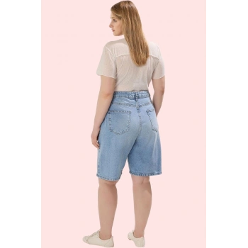 Kadın Büyük Beden Kısa Denim Şort Pamuk Casual Stil Rahat Günlük Kullanım Kaliteli Malzeme
