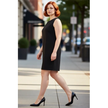 Kadın Büyük Beden Kolsuz Shift Kalıp Bisiklet Yaka Mini Dokuma Elbise Yaz Aylarının Yıldızı