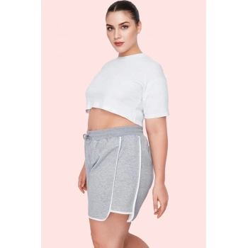 Kadın Büyük Beden Örme Şort; Rahat Yüksek Bel Boru Paça Spor ve Günlük Yaz Aylarının Vazgeçilmezi
