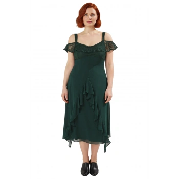 Kadın Büyük Beden Şık V Yaka Düşük Kol Detaylı Skater Maxi Elbise Yaz Akşamları Ve Özel Günler İçin