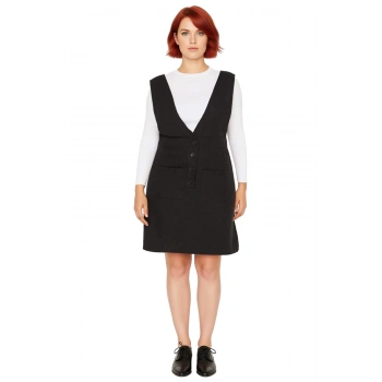 Kadın Büyük Beden V Yaka Dokuma Jile Elbise Şık Cepli Kısa Boy İlkbahar Sonbahar Günlük Kullanım