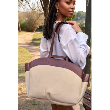 Kadın Büyük Tote Çanta Suni Deri Detaylı Geniş Hacimli Omuz Çantası Modern Stil Özel Tasarım