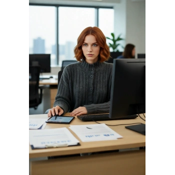 Kadın Casual Fitilli Triko Kazak Orta Kalınlık Dik Yaka Düşük Kol Rahat ve Trend Kış Stili