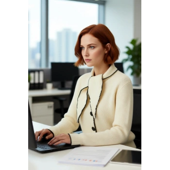 Kadın Casual Fular Yaka Triko Kazak Standart Kol ve Orta Kalınlık Sayesinde Gün Boyu Konfor.