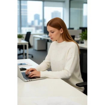 Kadın Casual İnci İşlemeli Relaxed Kalıp Triko Kazak Uzun Boy Bisiklet Yaka Kış Şıklığı Kaliteli