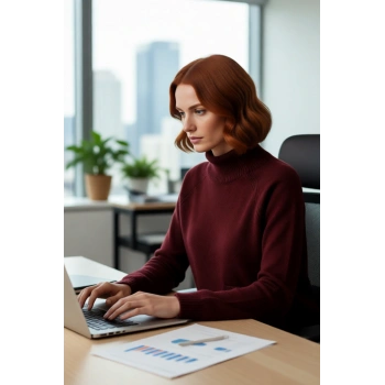 Kadın Casual Regular Fit Uzun Kollu Dik Yaka Kışlık Cep Detaylı Sıcak Tutan Triko Kazak Kaliteli