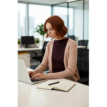 Kadın Casual Şık Dik Yaka Renk Bloklu Triko Kazak Fitted Kalıp Uzun Kollu Kışlık Basic Kaliteli