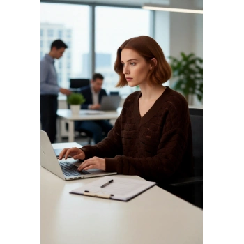 Kadın Casual Stiller İçin Oversize Simli Ajurlu V Yaka Triko Kazak Düşük Kol Konforlu Tasarım