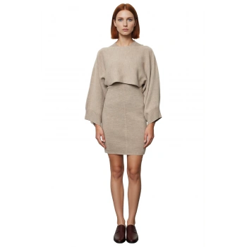 Kadın Casual Triko Bisiklet Yaka Bodycon Mini Elbise Ve Bolero Takımı İnce Kumaş Konforu Kaliteli