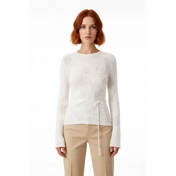 Kadın Çiçek Desenli Fitted Triko Kazak İlkbahar Sonbahar Günlük Şıklığı Rahatlıkla Birleştiriyor