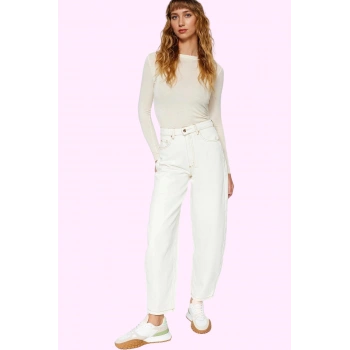 Kadın Denim Barrel Baggy Jean Pantolon Pamuk Günlük Şıklık Hafta Sonu Yaz Aylarının Vazgeçilmezi