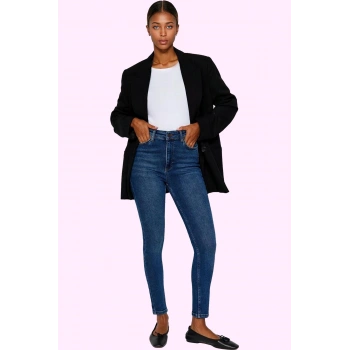 Kadın Denim Skinny Jean Yüksek Bel Regular Boy Tüm Sezonlar Günlük Kullanım Modern Tasarım