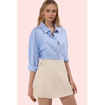 Kadın Denim Şort Etek Yüksek Bel Boru Paça Pamuklu Günlük Stil Hafta Sonu Kaliteli Malzeme