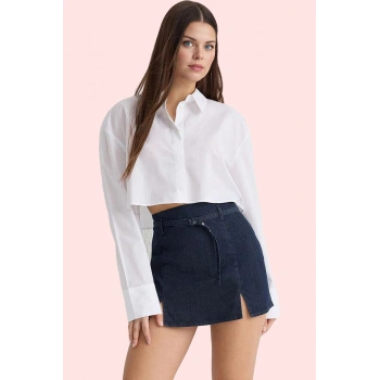 Kadın Denim Şort Etek Yüksek Bel Rigid Dokuma Günlük Şıklık Hafta Sonu Yaz Aylarının Vazgeçilmezi