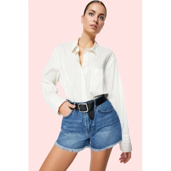 Kadın Denim Şort Pamuk Yırtmaçlı Yüksek Bel Kısa Boy Günlük Kullanım Yaz Aylarının Vazgeçilmezi