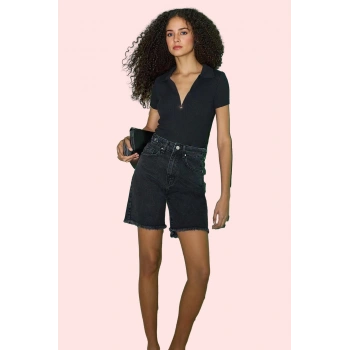Kadın Denim Şort Pamuk Yüksek Bel City Short Rahat Günlük Stil Hafta Sonu Kaliteli Malzeme