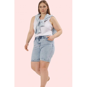 Kadın Denim Şort Yüksek Bel Geniş Paça Rahat Günlük Kombinler Hafta Sonu Dayanıklı Malzeme