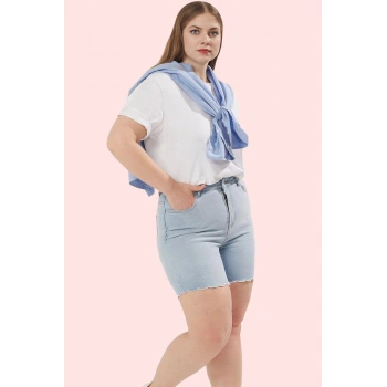 Kadın Denim Şort Yüksek Bel Kısa Boy Casual Günlük Modern Tasarım Yaz Aylarının Vazgeçilmezi