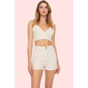 Kadın Denim Şort Yüksek Bel Pamuk City Short Rahat Günlük Hafta Sonu Yaz Aylarının Vazgeçilmezi