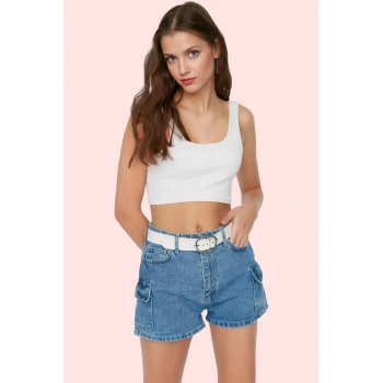 Kadın Denim Yüksek Bel Mini Şort Pamuk City Short Kalıp Günlük Kombinler Dayanıklı Malzeme
