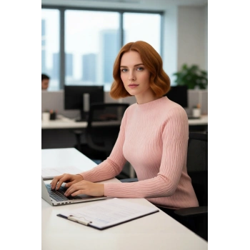 Kadın Dik Yaka Fitted Kalıp Dokulu Desen Triko Kazak İnce Yapısı İle Konforlu Günlük Kullanım