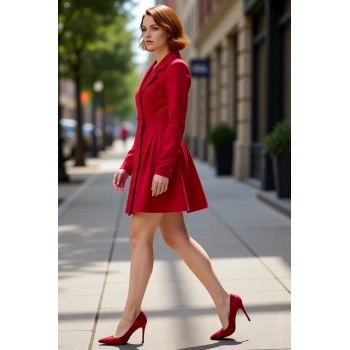Kadın Dokuma Ceket Elbise Uzun Kollu Piliseli Mini Boy Ofis ve Günlük Şıklık İçin İdeal Tasarım