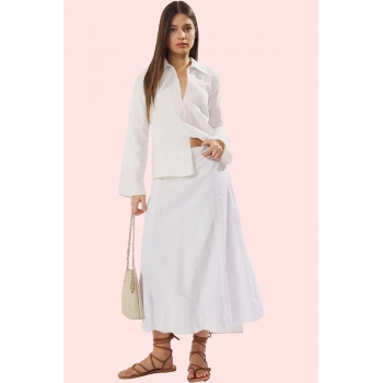 Kadın Dokuma Gömlek Düz Desen Regular Kalıp Günlük Kullanım Hafta Sonu Yaz Aylarının Vazgeçilmezi