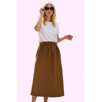 Kadın Dokuma Midi Etek Casual Günlük Stil Melfi Kaliteli Malzeme Yaz Aylarının Vazgeçilmezi