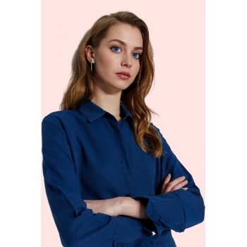 Kadın Düğmeli Gömlek Uzun Kollu Regular Kalıp Kışlık Günlük Kullanım Yaz Aylarının Vazgeçilmezi