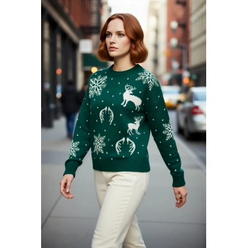 Kadın Düşük Kol Uzun Oversize Bisiklet Yaka Fitilli Dokuma Yılbaşı Koleksiyonu Kazak Kaliteli