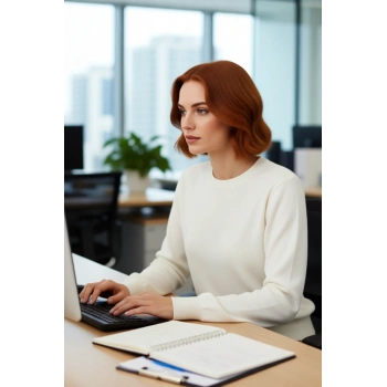 Kadın Düz Bisiklet Yaka Ekru Triko Kazak Regular Kalıbı ile Kışa Özel Şık ve Konforlu Kaliteli