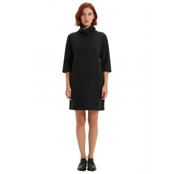 Kadın Düz Desen Balıkçı Yaka Örme Elbise Shift Kalıp Düşük Truvakar Kol Kış Sezonu İçin İdeal Mini