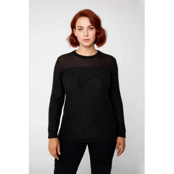 Kadın Düz Desen Fitted Kalıp Uzun Kol Bisiklet Yaka İnce Triko Kazak Günlük Kombinlerinize Şıklık