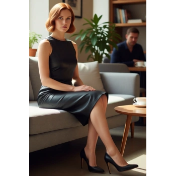 Kadın Düz Desen Kolsuz Bodycon Suni Deri Anvelop Elbise Midi Boy Zarif Görünüm İçin Mükemmel Seçim