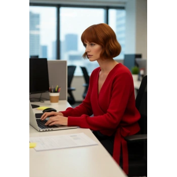 Kadın Düz Desen Kruvaze Triko Kazak Regular Kalıp Standart Kol Kış Sezonu İçin İdeal Günlük Şıklık