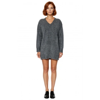 Kadın Düz Desen Mini Boy Triko Kazak Elbise Rahat Kesim V Yaka Kış Sezonu İçin Mükemmel Kaliteli