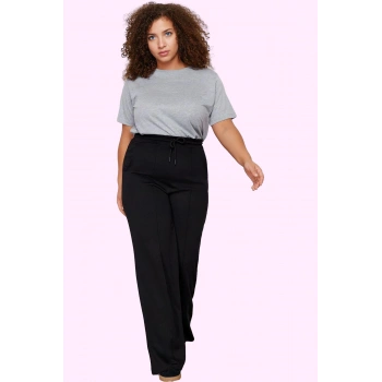 Kadın Düz Desen Regular Geniş Paça Pantolon Yüksek Bel Rahat Günlük Stil Dayanıklı Malzeme