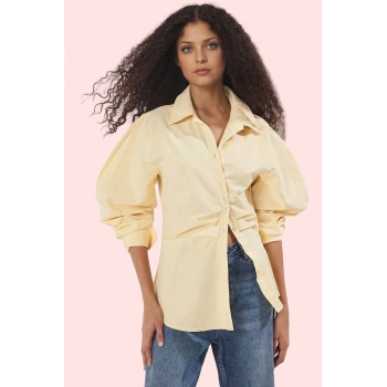 Kadın Düz Desenli Gömlek Yaka Uzun Kollu Casual Stil Günlük Kullanım Yaz Aylarının Vazgeçilmezi