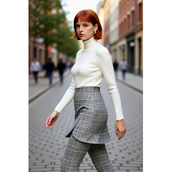 Kadın Düz Fitilli Balıkçı Yaka Triko Kazak Uzun Kol Tasarımıyla Soğuk Günlere Özel Şıklık Kaliteli