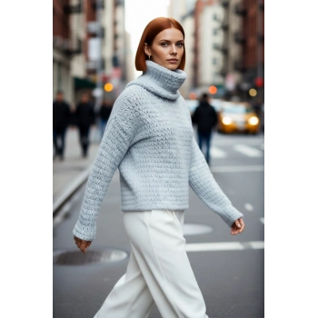Kadın Düz Renk Kalın Triko Balıkçı Yaka Kazak Soğuk Havalarda Şık ve Konforlu Giyim Seçeneği