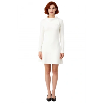 Kadın Ekru Balıkçı Yaka Midi Elbise 80 Pamuk 20 Polyester Karışımı Günlük Cool & Comfort Tarzı