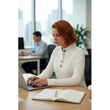 Kadın Ekru Rahat Kalıp Düz Desen Düğmeli Yaka Triko Kazak Sonbahar Kış Gardıropların Yıldızı