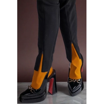 Kadın Elegant Ayakkabı Çift Platform Arka Açık Yüksek Topuklu Ayakkabı Tasarım Abiye Ayakkabı