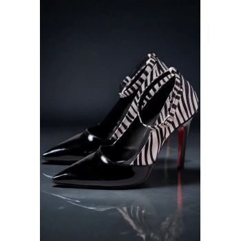 Kadın Elegant Ayakkabı İnce Topuklu Baretli Ayakkabı Stiletto Özel Tasarım Abiye Ayakkabı