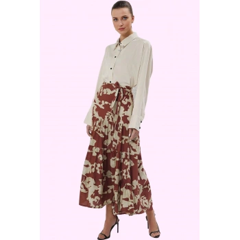 Kadın Etnik Desenli Shally Maxi Etek Rahat Günlük Kombinler İçin Yaz Aylarının Vazgeçilmezi