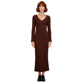 Kadın Fashion Forward Bodycon Uzun Kollu V Yaka Maxi Triko Elbise Gündüz Ve Gece Şıklığı Kaliteli