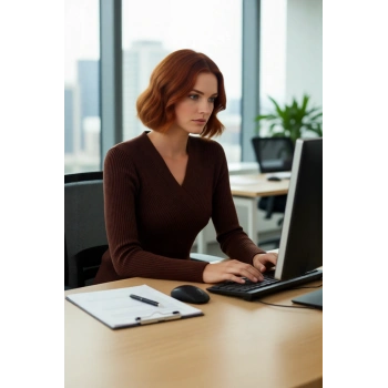 Kadın Fitted Akrilik Kumaş Kruvaze Yaka Uzun Kollu Triko Kazak Günlük Şık Ve Rahat Kullanım İçin